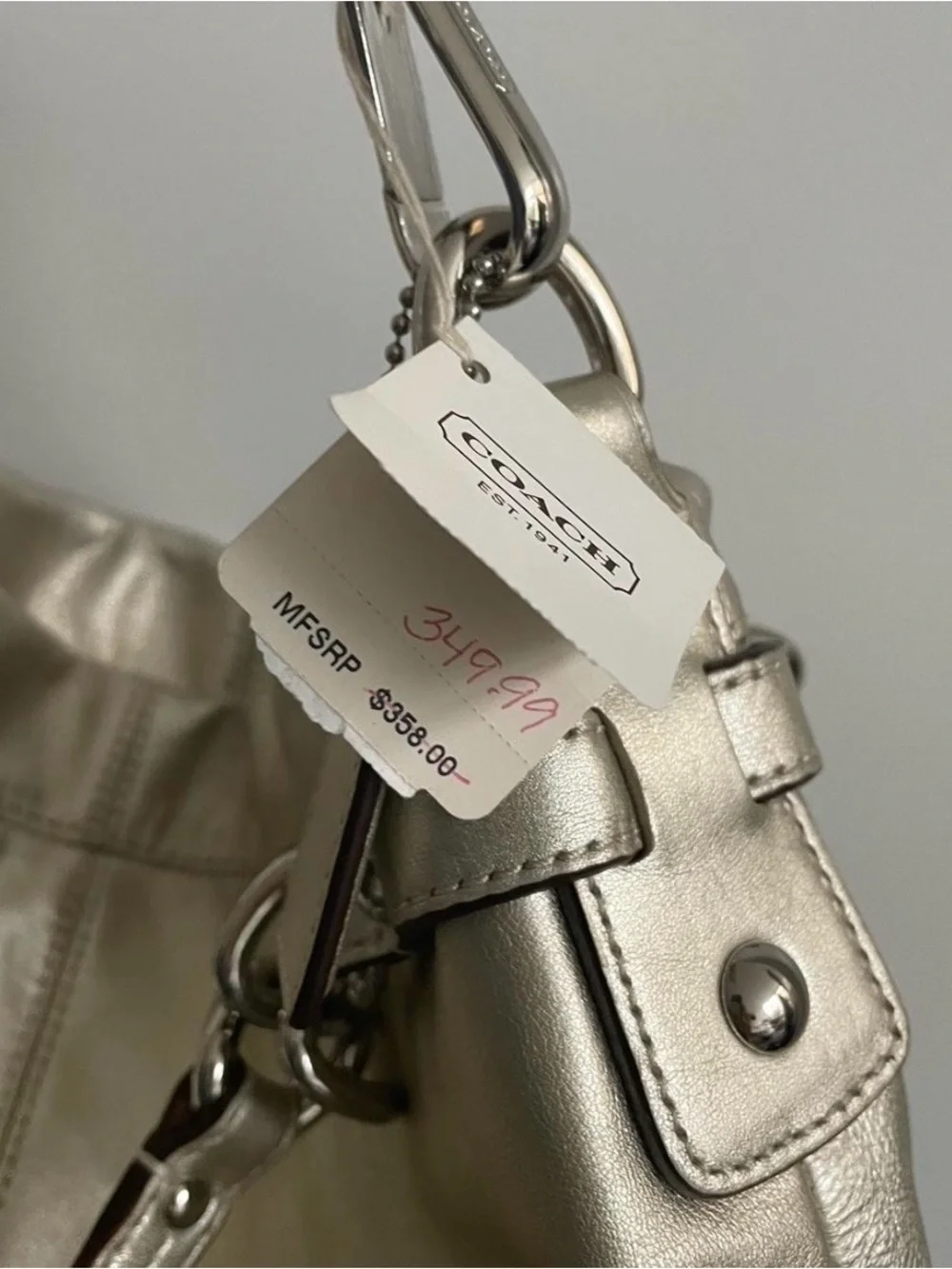 Coach Gold Metallic Leather Shoulder Bag